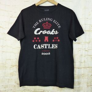 Crooks & Castles T shirt Mens M Black The Ruling Elite Crown Stars Graphic Skate